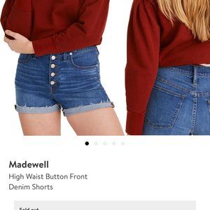 Madewell High Waist Button Front Denim Shorts - Size 27